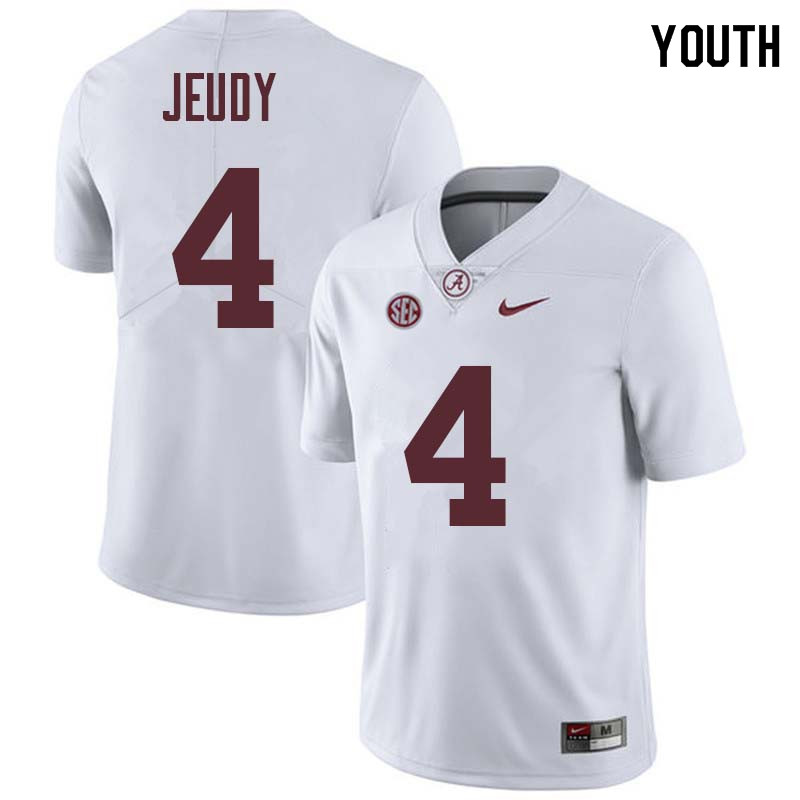 Youth #4 Jerry Jeudy Alabama Crimson Tide College Football Jerseys Sale-White